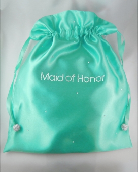 Teal "Maid Of Honor" Money Bag with Crystals